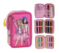 CERDÁ LIFE'S LITTLE MOMENTS Giotto Barbie - Astuccio con accessori con matite, pennarelli e penne | Astuccio scolastico completo triplo con disegno di Barbie, Barbie, 12.5x6.5x19.5 cm, Licenza
