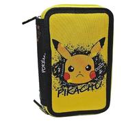 Astuccio scuola compatibile con Pokemon 3 piani per la scuola completo di cancelleria penne, matite, colori + omaggio portachiave personaggio