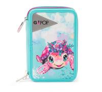 Giochi Preziosi Astuccio triplo scuola Turtle Bloom, 3 zip, 3 scomparti, 18 matite, 18 pennarelli