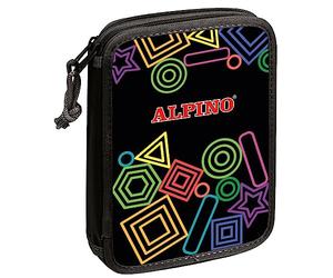 Astuccio scuola doppio Alpino nero | Astuccio con doppia cerniera e rinforzo interno | Ideale per matite e pennarelli | Custodia piena | Forniture scolastiche | astuccio per bambini