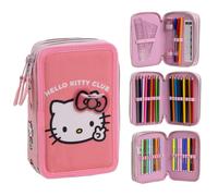 CERDÁ LIFE'S LITTLE MOMENTS Astuccio con accessori Giotto Hello Kitty con pennarelli, matite e penne | Astuccio triplo per bambini con design Sanrio, Hello Kitty, 12.5x6.5x19.5 cm, Licenza