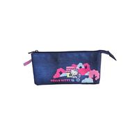 Astuccio scuola Hello Kitty Triple - Chiusura a cerniera - Interno completamente foderato e personalizzato - Astuccio con 3 scomparti - 11,5 x 23,5 x 3 cm, multicolore, Astuccio scolastico triplo