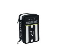 ASTUCCIO SCUOLA JUVENTUS 3 ZIP BIANCO NERO TRIPLO SCOMPARTO CON MATITE INCLUSO