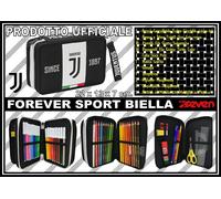 ASTUCCIO SCUOLA JUVENTUS 3 ZIP COMPLETO 45 pezzi ORIGINALE SEVEN SUPER OFFERTA