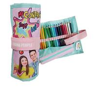 Astuccio Scuola Me Contro Te Rotolo con Colori Fucsia 39x20 cm + Penna Colorata Omaggio