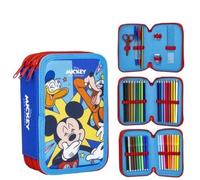 Astuccio Scuola per Bambini di Mickey Mouse - Chiusura a Cerniera - 12,5 x 6,5 x 18,5 cm - Astuccio 3 Scomparti - Include Accessori - Prodotto Originale Elaborato in Spagna