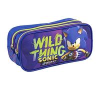 Astuccio Scuola per Bambini di Sonic Prime - Colore Viola e Blu - 22,5x8x10 cm - Astuccio 2 Scomparti - in Poliestere - con Cerniera - Stampa di Sonic Prime - Prodotto Originale Elaborato in Spagna