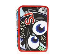 Astuccio Scuola Seven SJ Gang Facce Ragazzo Blu Triplo Completo 20x12x7 cm