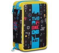 Astuccio Scuola Seven Two Players One Console Triplo Completo 20x12x7 cm + Omaggio Portachiavi Cubo
