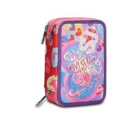 Astuccio Scuola SJ 3 Scomparti - Wondrous Girl Bambina - Completo di Matite, Pennarelli - Rosa