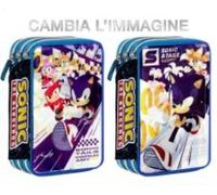 Astuccio Scuola Sonic Olografico 3 Zip Cambia Immagine Dinamica Per Ragazzi