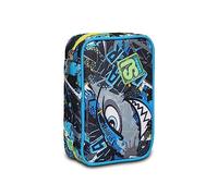 Astuccio Scuola Speed Case SJ GANG, SHARKEN, Blu - Attrezzato con Matite, Pennarelli ecc.., Portapenne Scuola Bambino