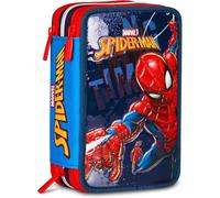 Astuccio Scuola Spiderman 3 Zip Seven Colore Blu e Rosso Multiscomparto Nuovo