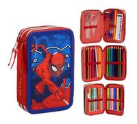 CERDÁ LIFE'S LITTLE MOMENTS Astuccio con accessori Giotto Spiderman con pennarelli, penne e matite | Astuccio triplo per bambini con design Marvel, Uomo Ragno, 12.5x6.5x19.5 cm, Licenza
