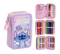 ASTUCCIO SCUOLA STITCH DISNEY MULTISCOMPARTO 3 ZIP PORTACOLORI GIOTTO - 1652