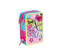 Astuccio Scuola Triplo Completo SJ Gang Girl Love Rosa 3 Zip