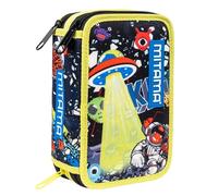 Mitama Astuccio Scuola 3 Scomparti, DISCO SPACE, con pennarelli, matite, pastelli ecc..