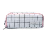 Astuccio semplice | Borsa WC con chiusura lampo - Borsa per cosmetici morbida con grande capacità per ufficio di classe, scrittura, lezioni d'arte, viaggi, lavoro, riunioni, rosa e bianco., vedi