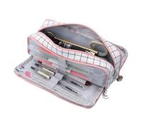 Astuccio semplice per bambini - generoso astuccio per trucchi - Custodia morbida con grande capacità per ufficio di classe, scrittura, lezioni d'arte, viaggi, lavoro, riunioni, rosa e bianco., vedi