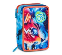 SJ GANG STYLE JAM GANG Astuccio Scuola 3 Zip SPEED ANIMAL BOY, Celeste, Triplo Scomparto, 45 pezzi, Set cancelleria incluso, Pratica chiusura con zip, Scuola elementare, Bambino