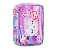 SJ GANG STYLE JAM GANG Astuccio Scuola Speed Pad Plus GLOWCAT, Viola, Portapenne Monoscomparto Attrezzato, 45 pezzi, Planche amovibili, Tasca interna, Accessori Zaino, Scuola elementare, Bambina