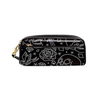 Astuccio Skull With Swords Roses Dices And Birds Trucco Borsa Portatile Scatola Di Cancelleria Con Scomparti Cartoleria Organizer Per Ufficio Università Ragazzi