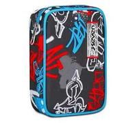 Seven Astuccio Scuola Speed Case, Nero Rosso Blu, Half Street, Portapenne Mono Scomparto Con Plance Amovibili e Penne, Matite, Colori, Accessori Zaino, Elementari, Medie, Bambino