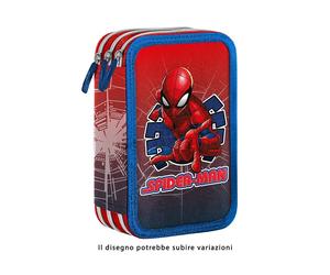 astuccio SPIDERMAN PREMIUM 3zip IMBOTTITO 3D cerniere completo pennarelli giott