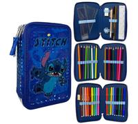 Astuccio Stitch Disney 3 zip per la scuola completo 44 pezzi di cancelleria penna Papermate pennarelli giotto accessorio per bambini e ragazzi