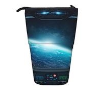 Astuccio telescopico a forma di bradipo acquerello, con supporto per matite, portatile, astuccio per matite pop up, borsa per il trucco per regalo di festa, Viste dello spazio esterno dall'astronave,
