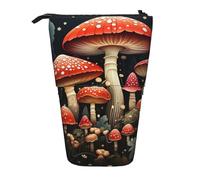 Astuccio telescopico a forma di tartaruga e ibisco, astuccio portatile per matite pop up, astuccio per trucchi per regalo di festa, Funghi rossi, Taglia unica