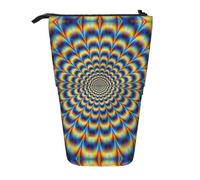 Astuccio telescopico a spirale con illusione ottica GIF, in tessuto Oxford, portatile, per ragazzi, ragazze, adolescenti, studenti, ufficio, Nero , Taglia unica