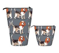 Astuccio Telescopico Beagle Patterns Astuccio Verticale Portapenne Grande Capacità Portatile Borsa Trucco, Pour Ragazze, Penna, Bambini