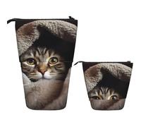 Astuccio Telescopico Cat Under Blanket Astuccio Portamatite Matita Verticale Multifunzionale Grande Capacità Trucco Portamonete, Pour Bambini, Pennello, Ragazze