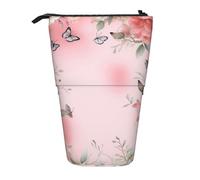 Astuccio telescopico con albero e foglie in piedi, astuccio portatile per matite pop up, astuccio per trucchi per regalo di festa, Rosa dolce floreale, Taglia unica