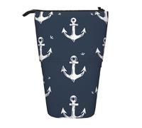 Astuccio telescopico con ancora nautica in piedi e oceano, astuccio telescopico per matite, cosmetici, cancelleria, organizer per scuola, ufficio, viaggi