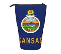 Astuccio telescopico con bandiera del Kansas, in tessuto Oxford, portatile, per ragazzi, ragazze, adolescenti, studenti, ufficio, Nero , Taglia unica