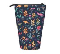 Astuccio telescopico con dinosauri e fiori e foglie di bosco, astuccio per matite pop-up per cosmetici, cancelleria per scuola, ufficio, viaggi