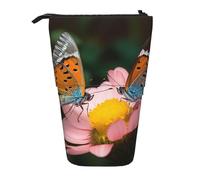 Astuccio telescopico con fenicottero rosa acquerello, astuccio portamatite portatile, astuccio per matite pop up, borsa per trucco per regalo di festa, Due farfalle, Taglia unica