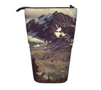 Astuccio telescopico con montagne dell'Alaska, per ufficio, portamatite, astuccio pop up, portapenne, astuccio per cancelleria, organizer per lavoro, Nero , Taglia unica, Organizer per borse