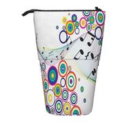 Astuccio telescopico con note musicali in arcobaleno, in tessuto Oxford, portatile, per ragazzi, ragazze, adolescenti, studenti, ufficio, Nero , Taglia unica