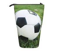 Astuccio telescopico con palla da calcio su erba in piedi, in tessuto Oxford, portatile, per ragazzi, ragazze, adolescenti, studenti, ufficio, Nero , Taglia unica