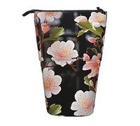 Astuccio telescopico con piante acquatiche, astuccio per matite portatile, astuccio per matite pop up, borsa per trucco per regalo di festa, Fiore di gelsomino rosa, Taglia unica
