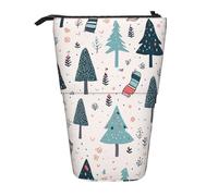 Astuccio telescopico con scritta "Twelve O'Clock", per la festa del nuovo anno, con supporto per matite, portatile, astuccio per matite pop up, per il regalo di festa, Alberi e Calze, Taglia unica