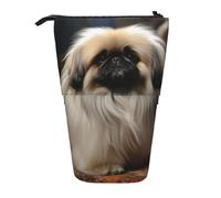 Astuccio telescopico con scritta "Twelve O'Clock", per la festa del nuovo anno, con supporto per matite, portatile, astuccio per matite pop up, per il regalo di festa, Cane pechinese., Taglia unica