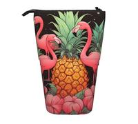 Astuccio telescopico con scritta "Twelve O'Clock", per la festa del nuovo anno, con supporto per matite, portatile, astuccio per matite pop up, per il regalo di festa, Fenicotteri di ananas, Taglia