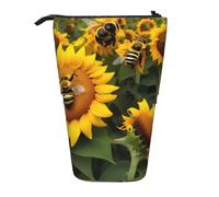Astuccio telescopico con stampa di api girasole, borsa portatile, astuccio per trucchi, cancelleria, organizer per ufficio e viaggio