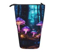 Astuccio telescopico con stampa di funghi magici/borsa per cancelleria/borsa per trucchi/custodia, Nero , Taglia unica