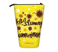 Astuccio telescopico con stampa Hello Nice Sunshines, astuccio telescopico per matite, penne, trucchi e cosmetici