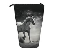 Astuccio telescopico con tigre che si alza in piedi, astuccio portatile per matite pop up, borsa per il trucco per regalo di festa, Cavallo bianco e asteroide, Taglia unica